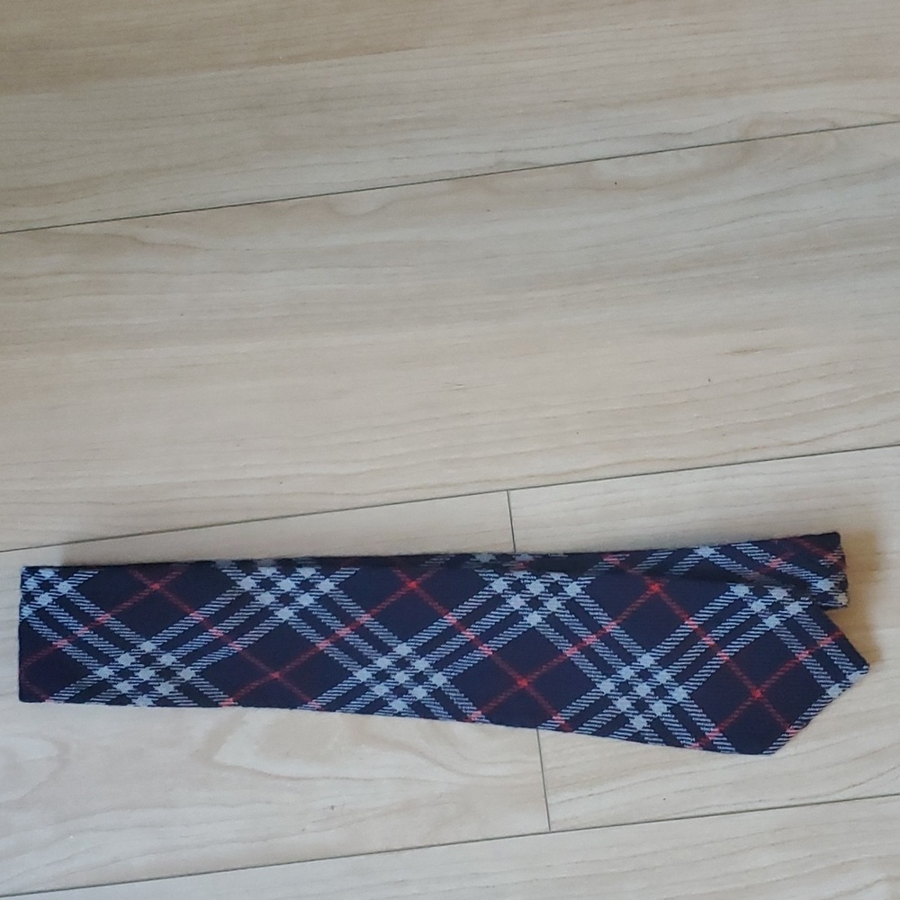 Burberry Navy and Red Plaid Tie